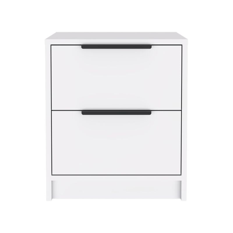 HomeRoots 19" White Wood Two Drawer Nightstand image number 0