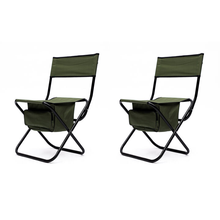 Hivvago 2 Pcs/Set Portable Folding Outdoor Camping Chair with Storage Bag