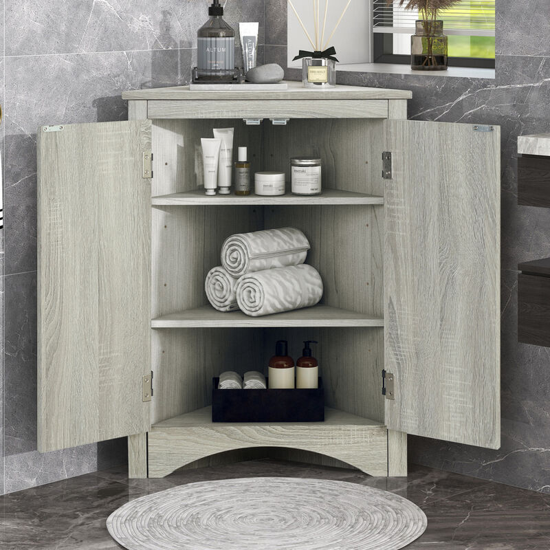ELEMENT ACE Triangle Bathroom Storage Cabinet with Adjustable Shelves Freestanding Floor Cabinet image number 8