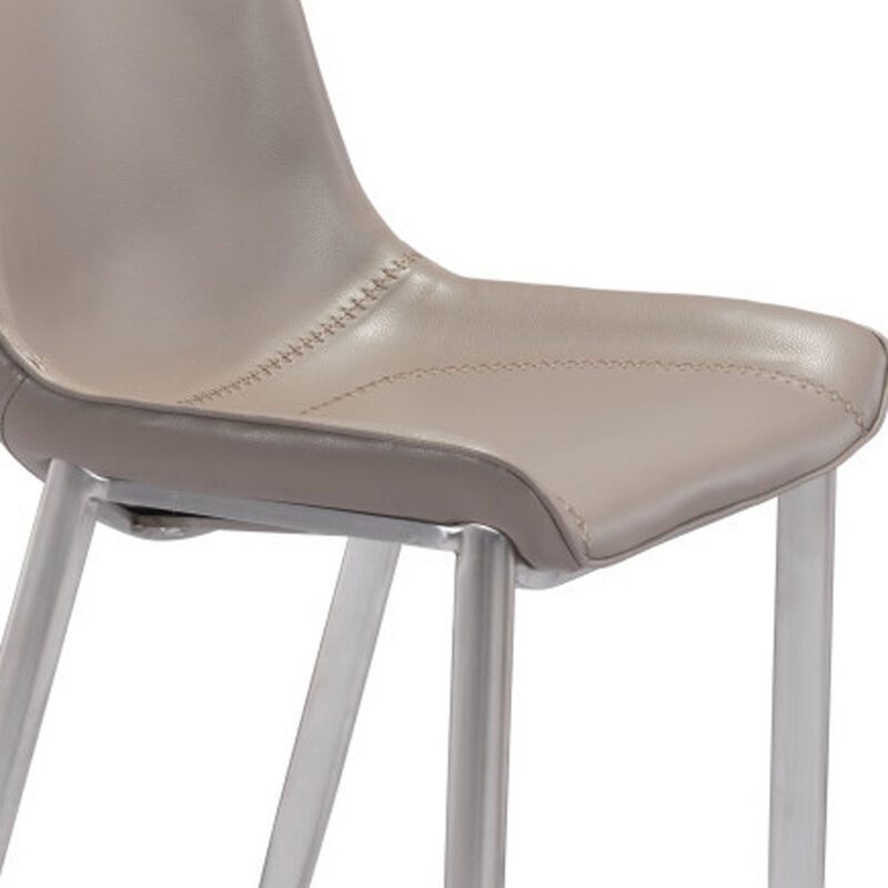 Hivvago Set of Two 30 Inch Gray And Silver Steel Low Back Bar Height Bar Chairs