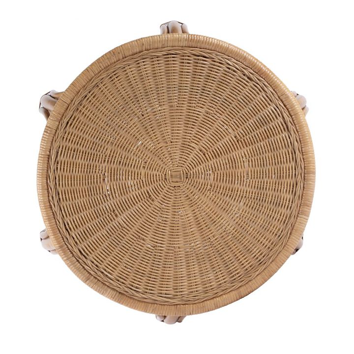 Butler Specialty Savannah Woven Rattan Round End Table, Natural