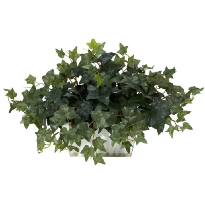 HomPlanti Ivy w/White Wash Planter Silk Plant