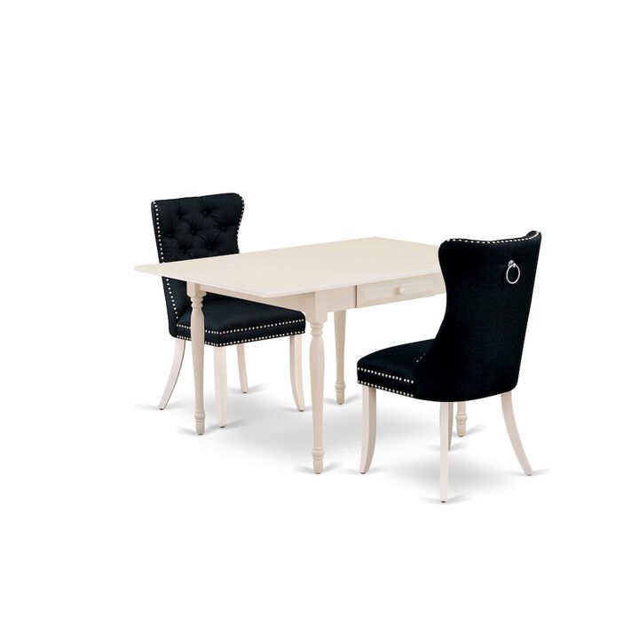 3 Piece Kitchen Table Set Consists of a Rectangle Dining Table with Dropleaf