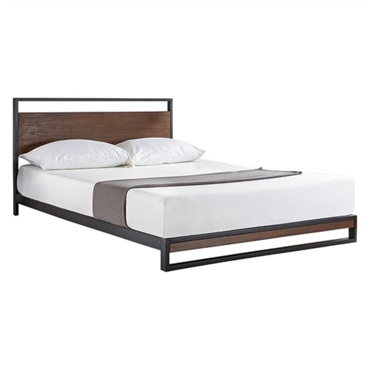 Metal Wood Platform Bed with Headboard – Durable and Sleek Design