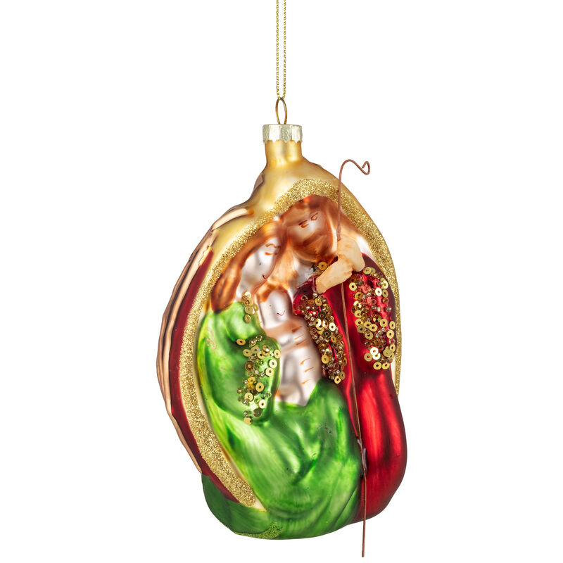 6" Religious Holy Family Glass Nativity Christmas Ornament image number 4