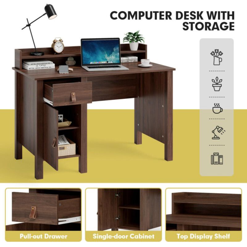 48 Inch Computer Desk Writing Workstation with Drawer and Hutch