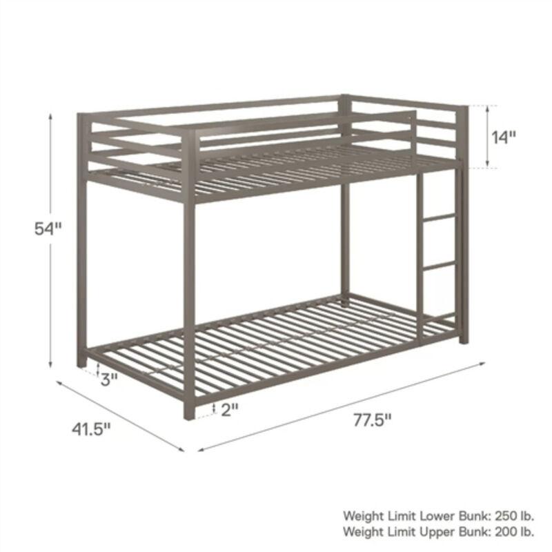 Minimalist Low-Height Metal Bunk Bed &ndash; Modern Design with Functionality image number 4
