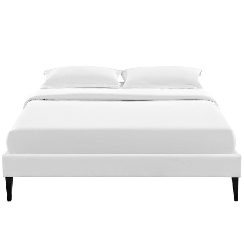 Modway Sharon Vinyl Bed Frame with Squared Tapered Legs, Queen, White image number 2