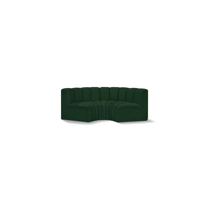 Meridian Furniture Arc Green Boucle Fabric Modular Sofa