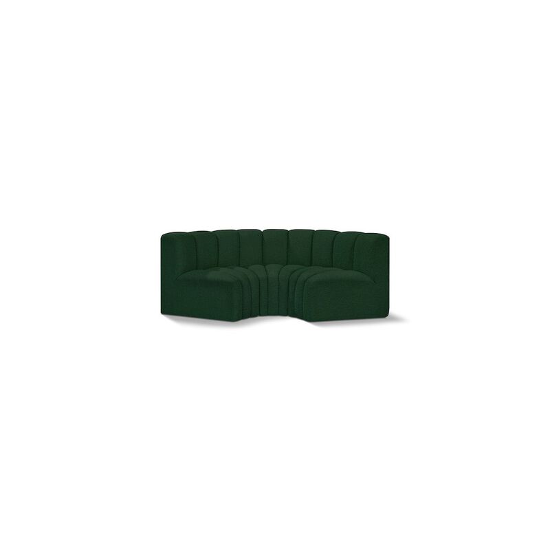 Meridian Furniture Arc Green Boucle Fabric Modular Sofa