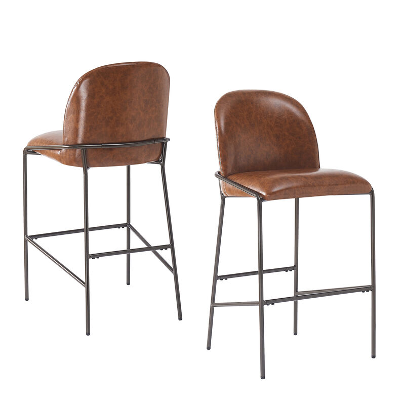 Christopher Knight Home Daphene Contemporary Metal Upholstered Barstools (Set of 2) image number 0