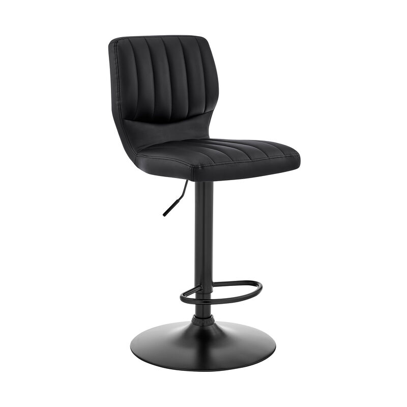 Bardot Adjustable Height Black Faux Leather Swivel Stool