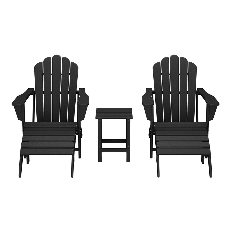 WestinTrends 5-Piece Adirondack Chair with Folding Ottoman and Table Set