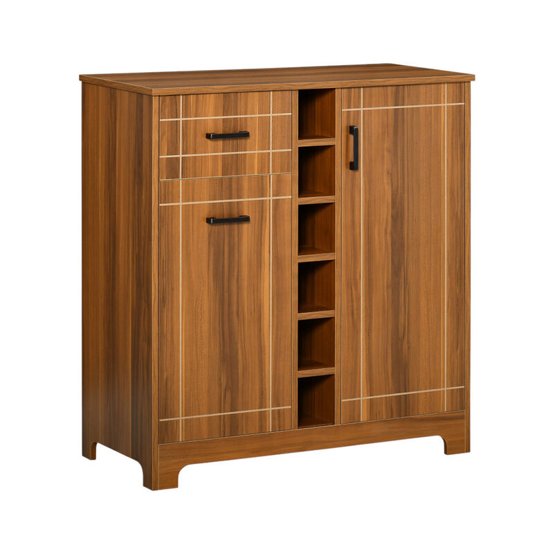 Wine Bar Cabinet Storage with Bottle Racks and Glass Holders for Living Room or Kitchen