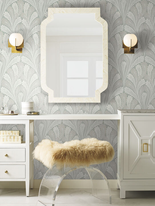 Shell Damask Green Wallpaper