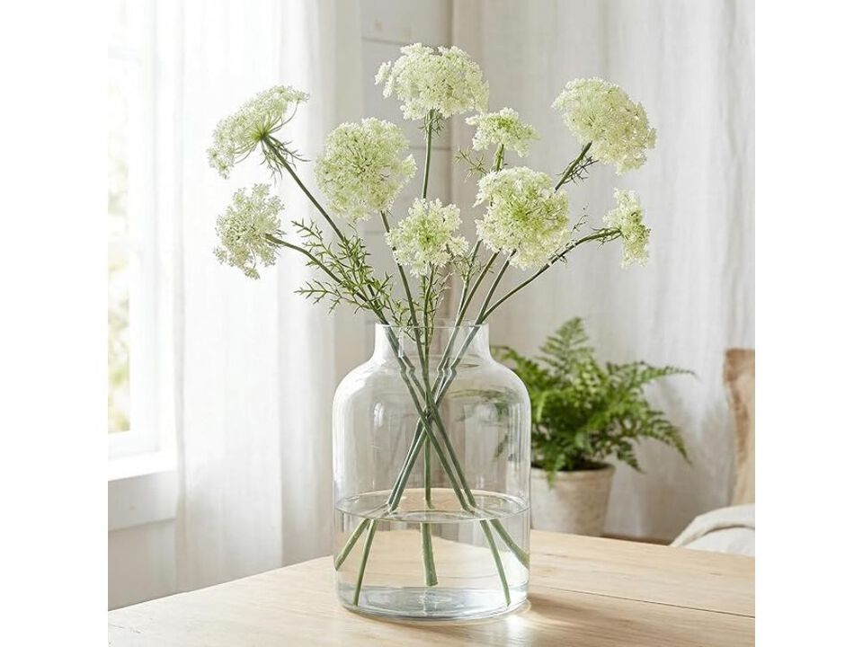 2 Piece Artificial Flowers Vase Filler Queen Annes Lace Stem