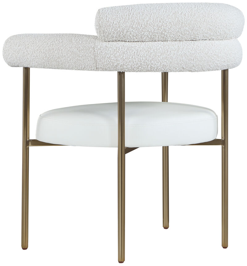 Meridian Furniture Blake Cream Vegan Leather / Boucle Fabric Dining Chair, Set of 2