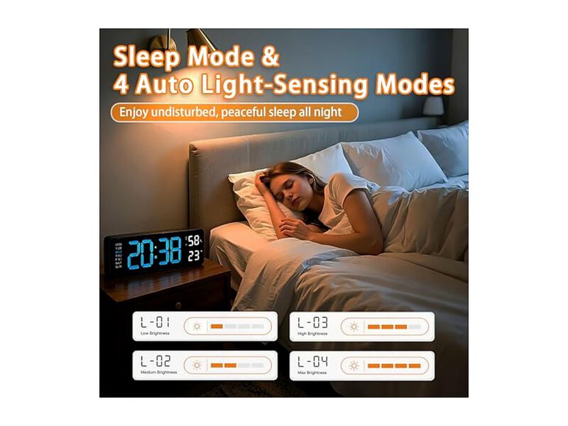 Digital Display LED Alarm Dual Wall Clock Easy Read Green Living Room Decor image number 2