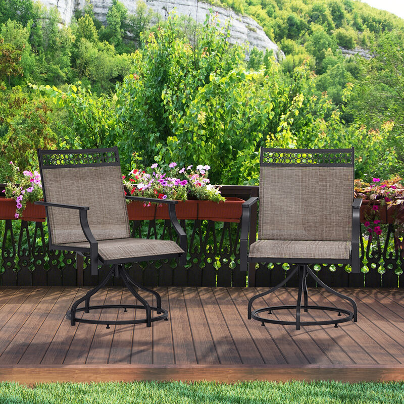 Patio Swivel Dining Chairs Set of 2 with Heavy-duty Metal Frame and Armrests image number 1