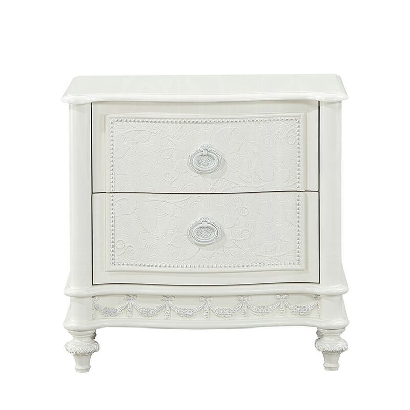 Simple Relax 2 Drawers Wooden Nightstand with Metal Handles in Ivory Finish image number 0