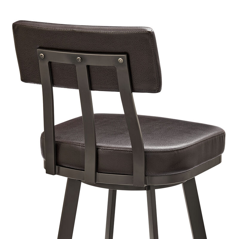 Jinab Swivel Stool in Brushed Stainless Steel with Black Faux Leather