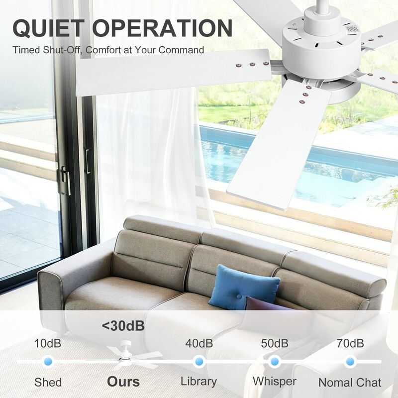 Breezary 42 In LED Ceiling Fan with Light, 5 Blade Fan, 3 CCT Color Temp, 6 Speed Remote,High Airflow Modern Ceiling Fan image number 4