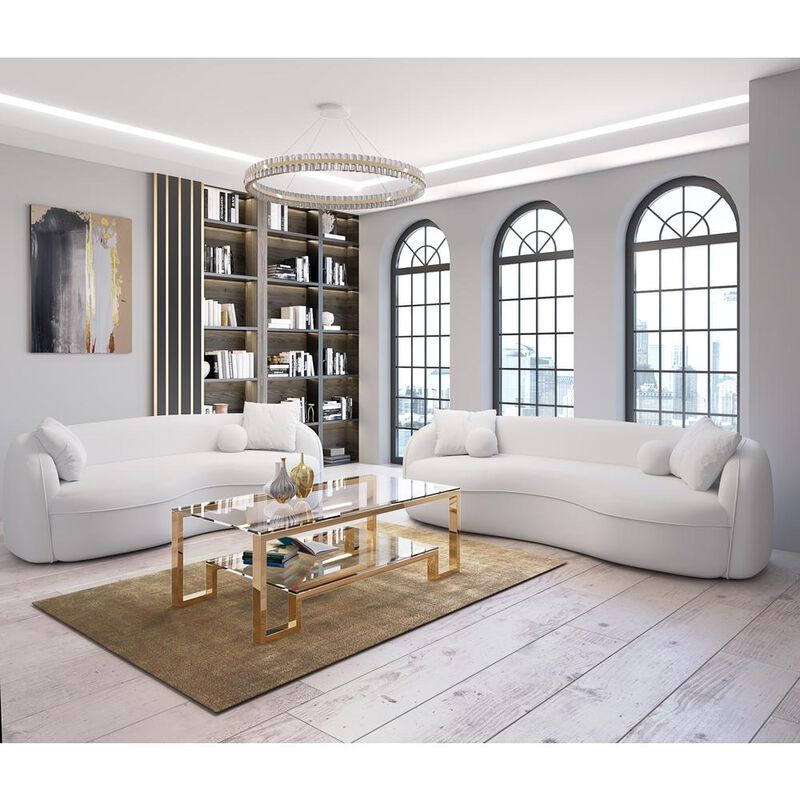 90210 Furniture Laurence Coffee Table Long High Polish Gold