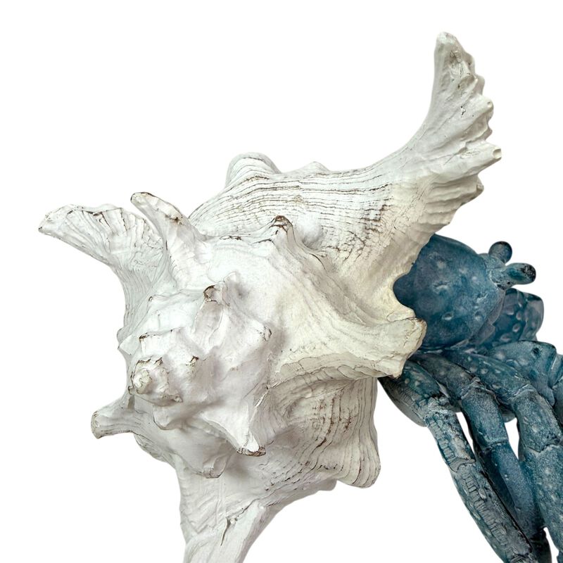 Blue Hermit Crab Statue Resin Coastal Seashell Figurine 525 Inch Decor image number 4