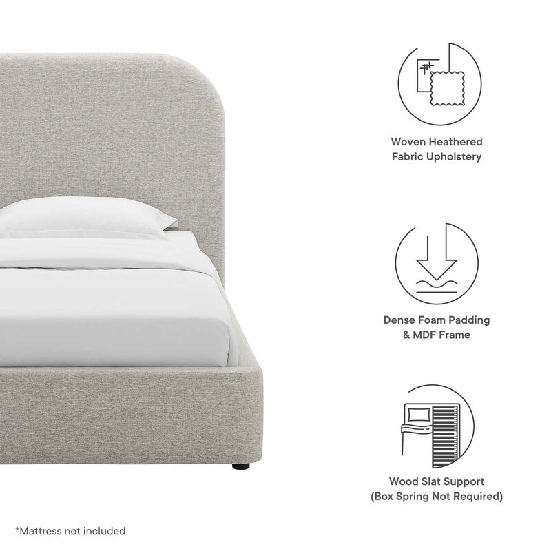 Keynote Upholstered Fabric Curved Twin Platform Bed image number 6