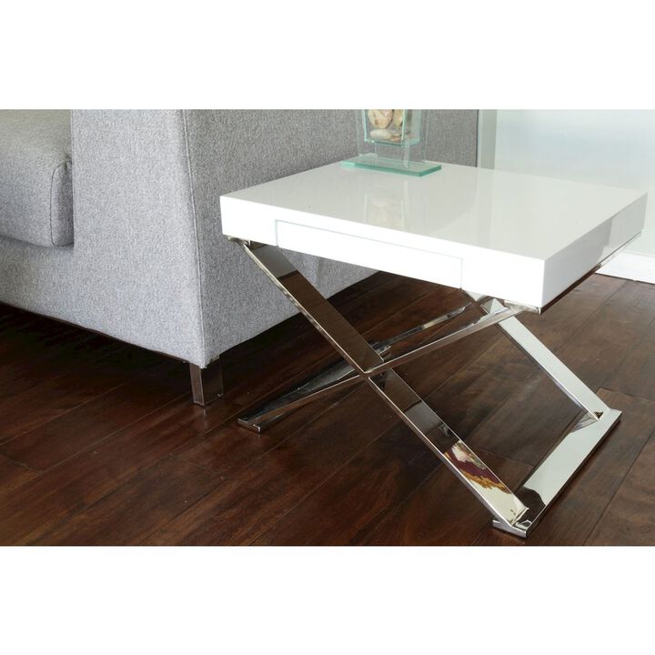 Pangea Home Alexa Side Table White