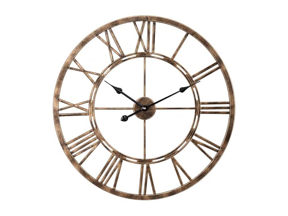 Gold Metal Skeleton Classic Style Wall Clock 5 Inch Silent Non Ticking Easy Read