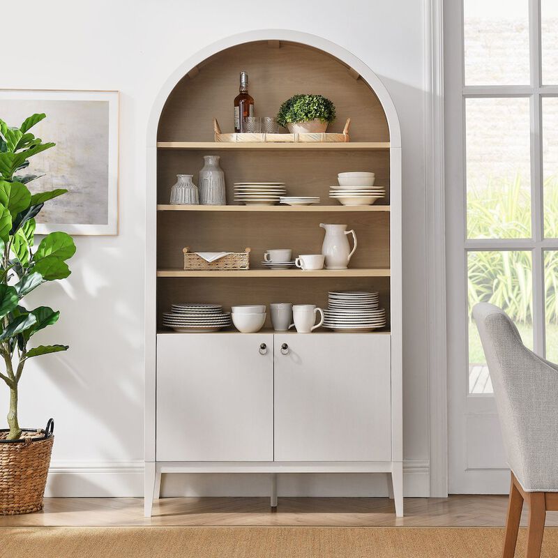 Modway Nolan 74 Tall Wide Arched Storage Display Cabinet Bookshelf