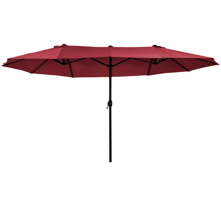 15' Outdoor Double Sided Market Patio Umbrella  Steel Rectangular