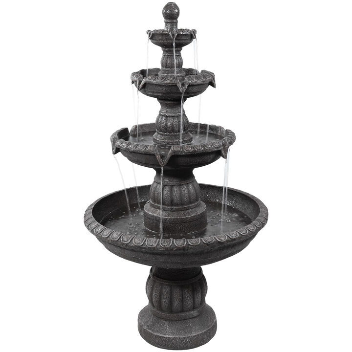 Sunnydaze 49" 4-Tier Outdoor Water Fountain, Lion Head Top, Electric Pump