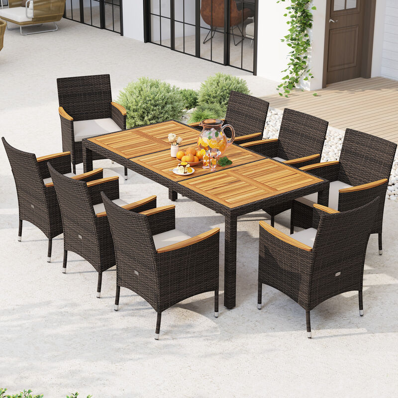 Outdoor Dining Set with Acacia Wood Table Top – 9-Piece Set for Patio or Garden