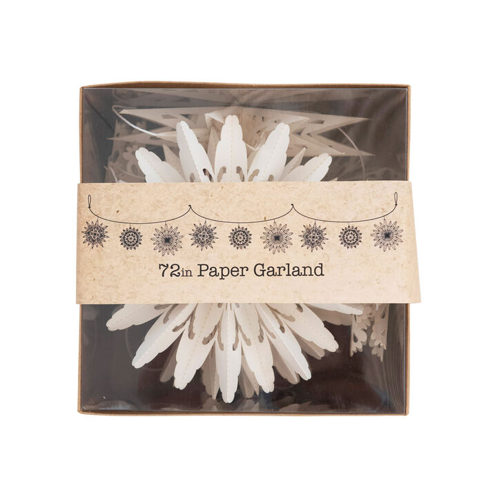 Snowflake Garland in Kraft Box, White
