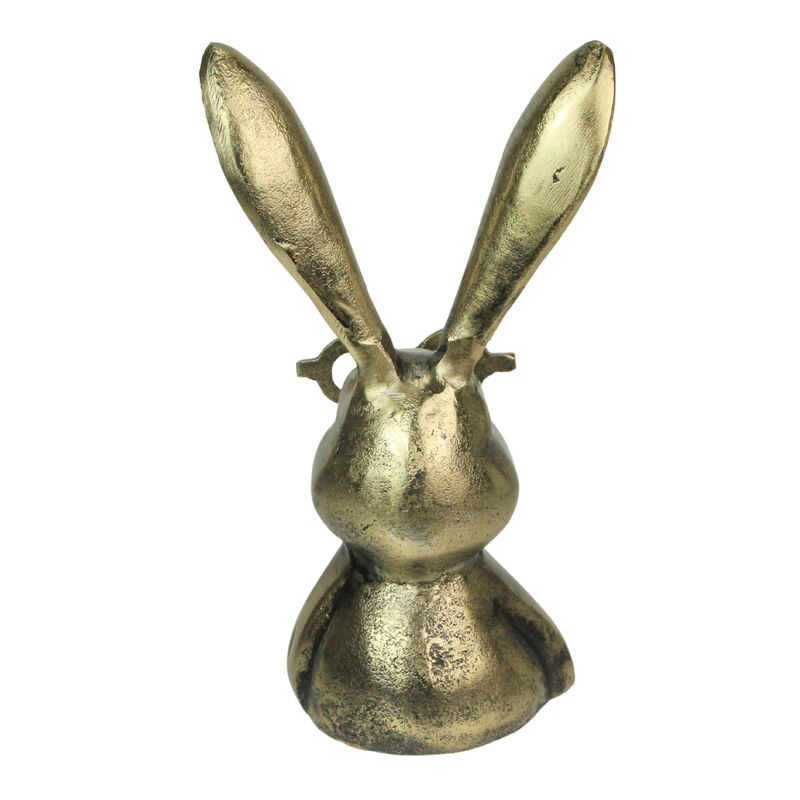 Whimsical Gold Bunny Statue &ndash; 10.25" Cast Aluminum, Elegant Home Decor image number 4