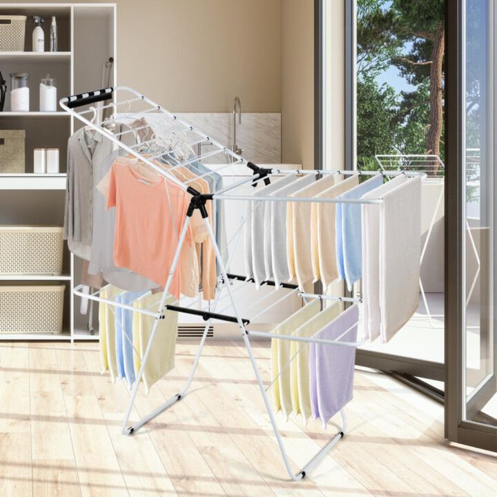 Hivvago 2-Level Foldable Clothes Drying Rack with Adjustable Gullwing