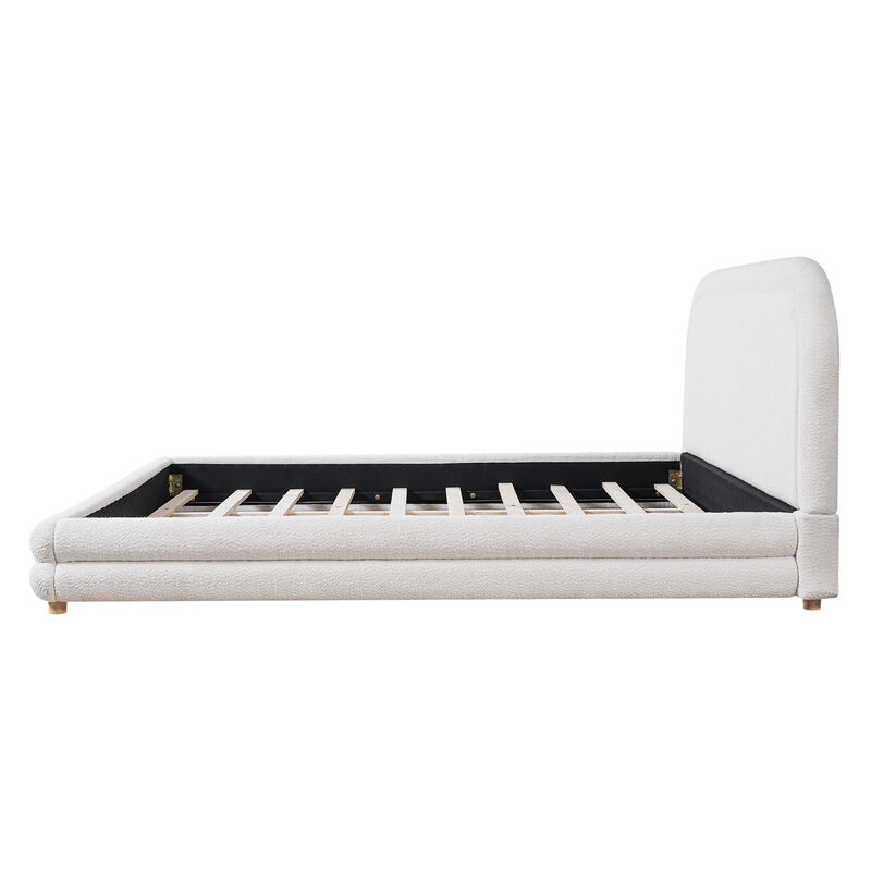 Christopher Knight Home Paul Boucle Upholstered Bed with Thick Curved Headboard Design image number 4