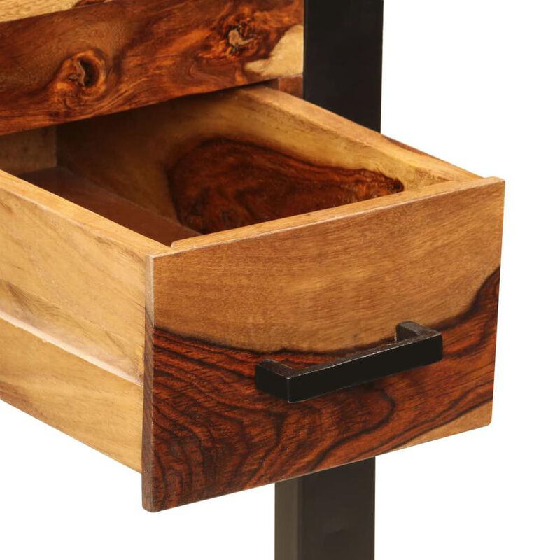 Desk Brown Solid Sheesham wood, Powder-coated steel Medium Desk