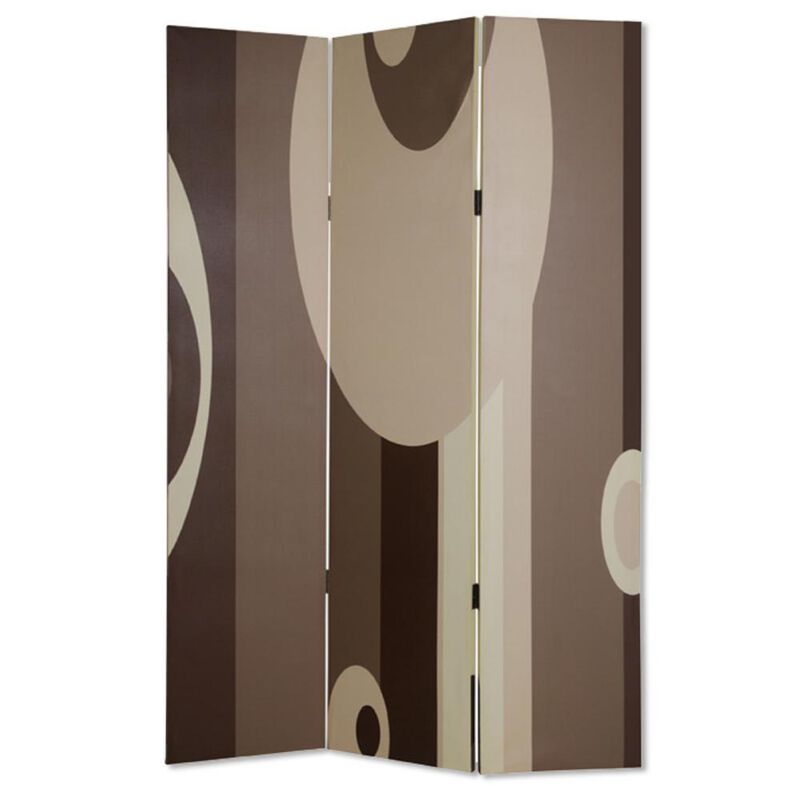 Folding Wood and Canvas 3-Panel Screen for Privacy and Modern Interior Design