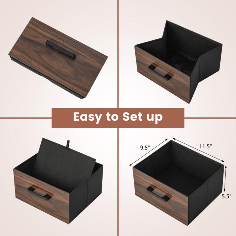 Hivvago Bedside Table Set of 2 with Removable Fabric Drawers and Metal Frame