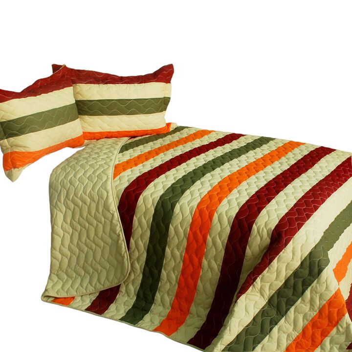 3-Piece Vermicelli Quilted Patchwork Quilt Set Soft Bedding