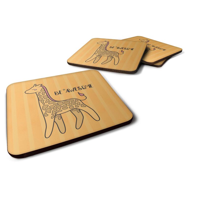 Caroline's Treasures BB7474FC Nursery Be Awesome Griaffe Foam Set of 4 coasters, Multicolor