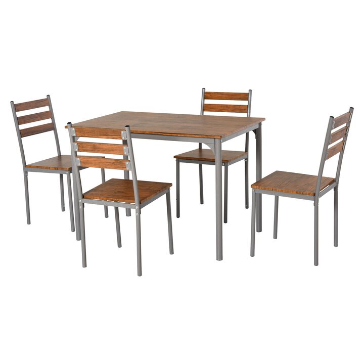 Brown Outdoor Dining: 5-Piece Wooden Counter Height Table Set