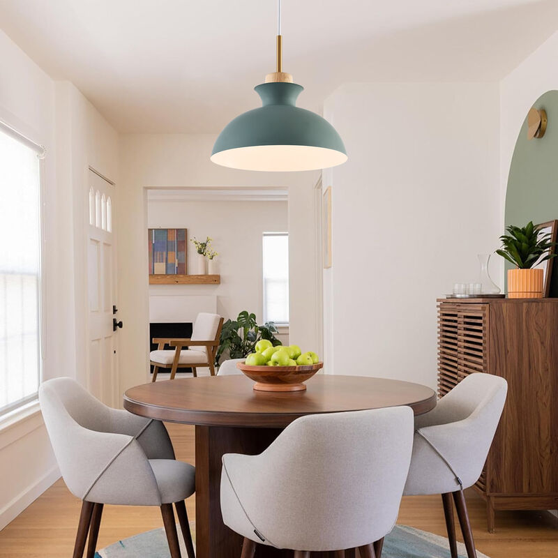 11" Modern Green Dome Pendant Light with Adjustable Cord for Bedroom, Kitchen Island or Living Room image number 2