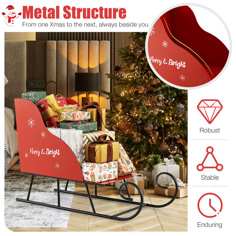 Christmas Santa Sleigh Basket with Metal Frame for Gift Storage and Decor image number 7