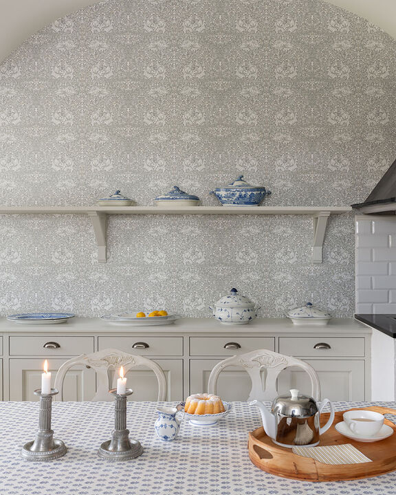 African Marigold White Floral Wallpaper