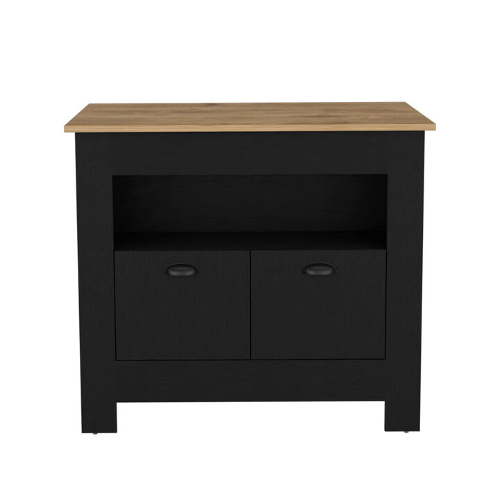 Kitchen Island Geneva, Kitchen, Black / Macadamia