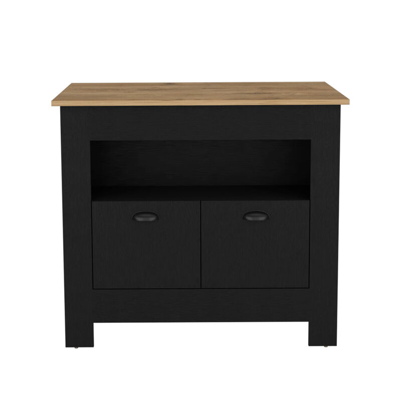 Kitchen Island Geneva, Kitchen, Black / Macadamia